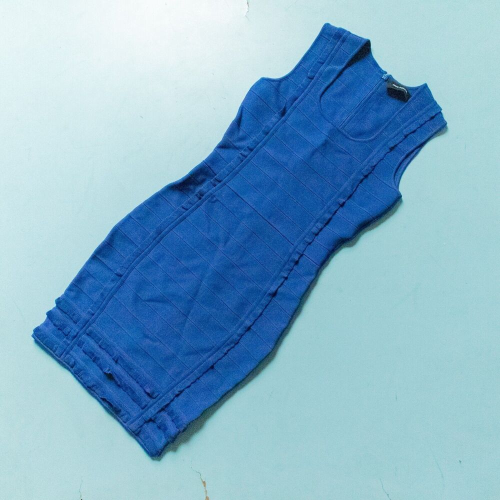Yigal Azrouel Royal Blue Fitted Bandage Bodycon Dress Size Medium Stretch